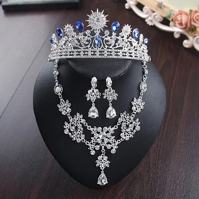 Bride Diaries New Design Crystal Pearl Bride 3pcs Set Necklace Earrings Tiara Bridal Wedding Jewelry Set Accessories (15)
