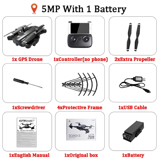 SG900 SG900S SG900-S X192 gps Квадрокоптер с 1080P HD камерой вертолет с фиксированной точкой wifi FPV Дрон режим следования за мной - Цвет: 5MP 1B