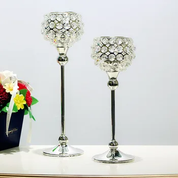 

2pcs/lot Crystal Candle Holders Stand Metal Pillar Candlesticks Set Father's Day Holiday Decoration Table Centerpiece Candelabra
