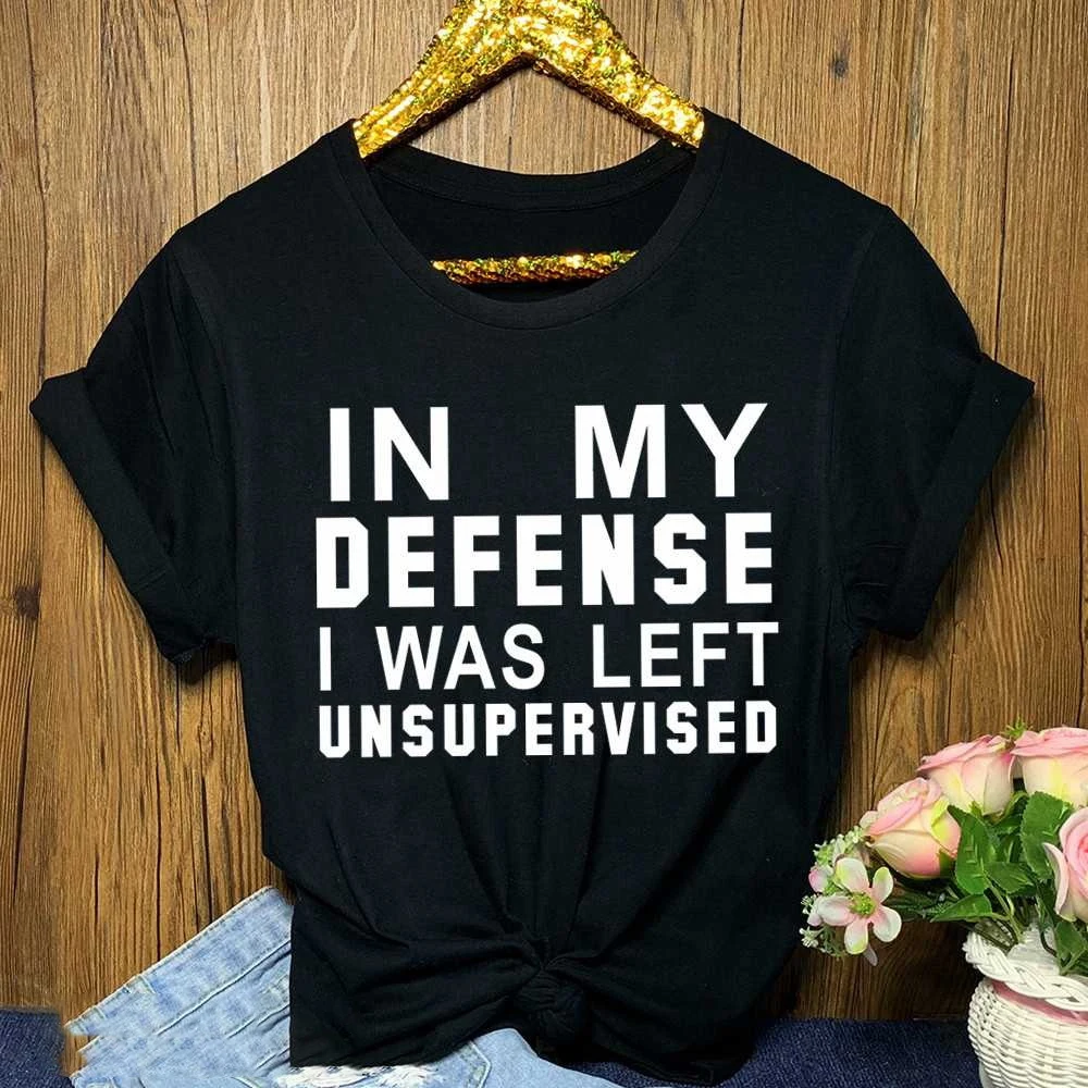 Очень мягкая Повседневная футболка с надписью Showtly IN MY DEFENSE | Женская одежда