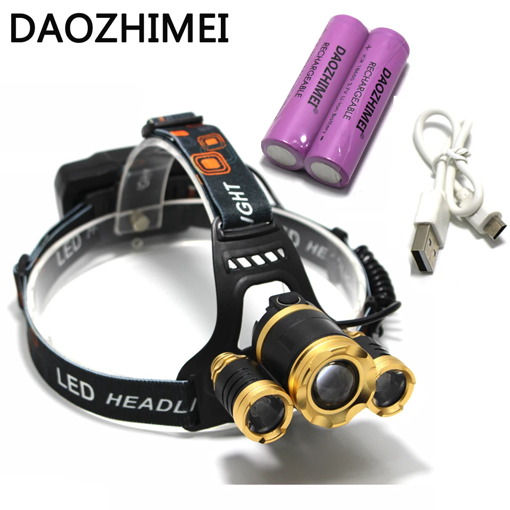 Мощный светодиодный налобный фонарь с зарядкой от USB 8000 лм|led headlamp|head lamp ledhead flashlight