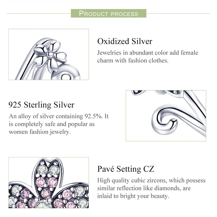 FURUYA, 925 пробы, серебряные подвески, подходят к оригиналу Pandora, браслеты, ожерелья, Сакура, вишня, цветочная подвеска, ювелирные изделия