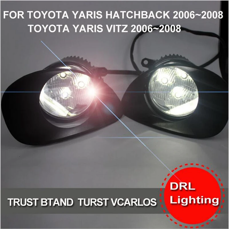 

Hireno Car Fog lights for TOYOTA YARIS HATCHBACK VITZ 2006 Cable Harness LED fog Lamp switch control Set 2Pcs