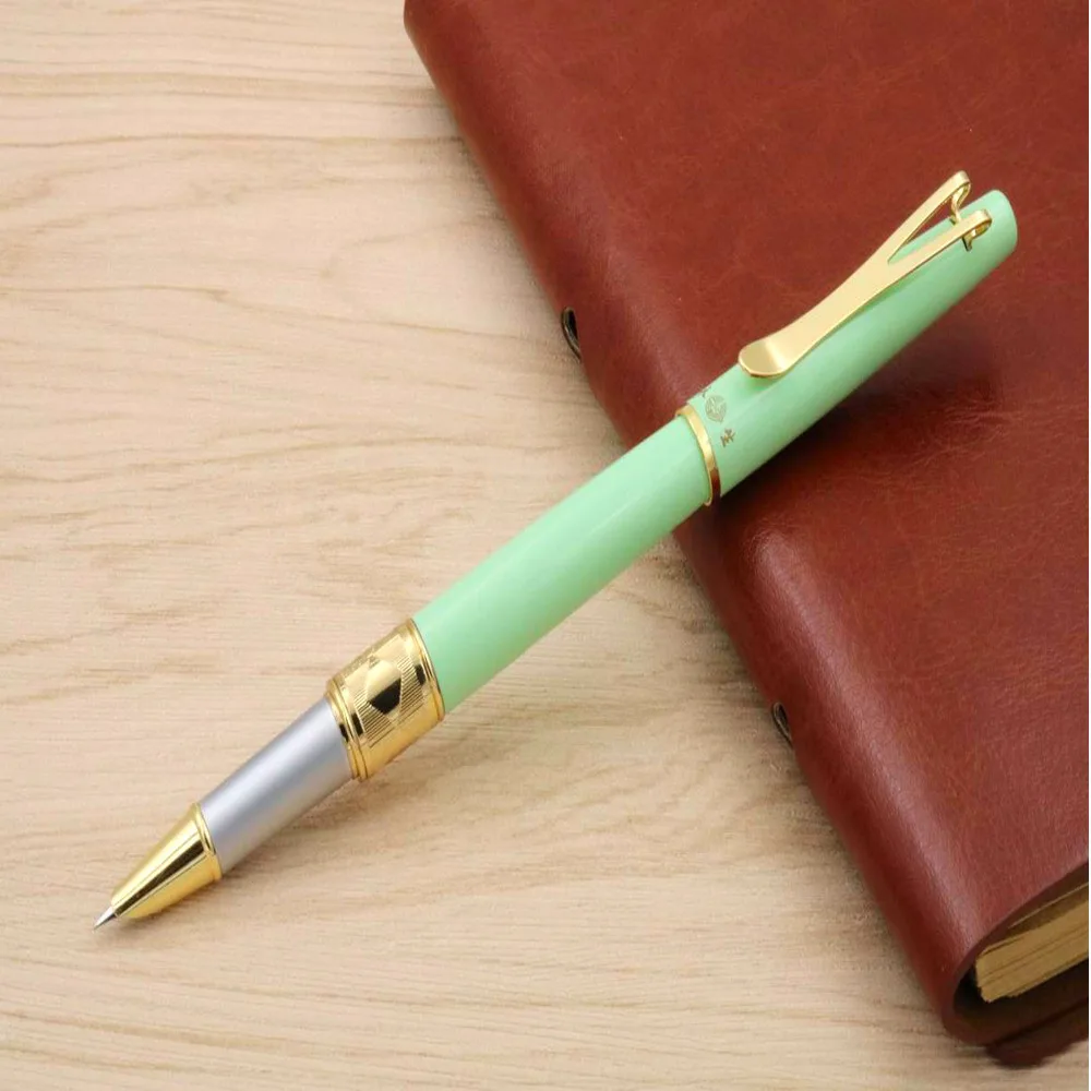 

WINGS STUDENT PEN thin and long Metal Pen GREEN Golden fountain Pen