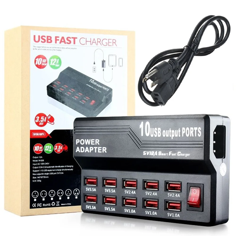10 منافذ USB الهاتف المحمول اللوحي الذكية سريع شاحن لسطح المكتب الهاتف كاميرا مراقبة شحن محول محطة 10 منافذ USB الهاتف المحمول اللوحي الذكية سريع شاحن لسطح المكتب الهاتف كاميرا مراقبة شحن محول محطة