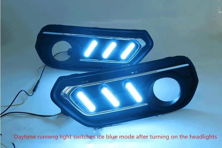 

eOsuns led drl daytime running light+fog light for honda Avancier with Dynamic moving yellow turn signal and blue night light