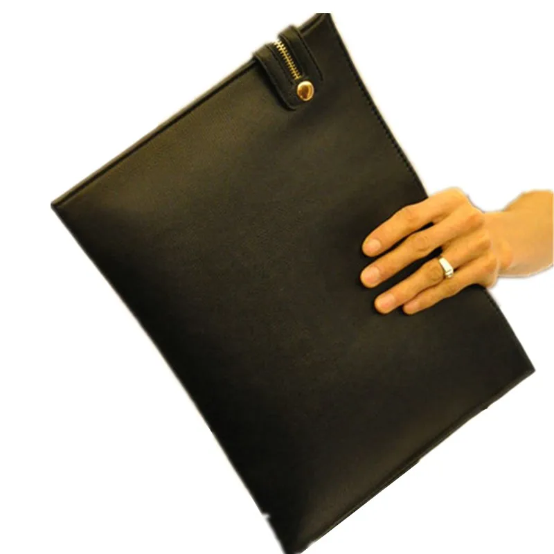 

2019 new arrival design men's handbag retro simple personality envelope bag ultra-thin file bag black fashion clutch bag handbag