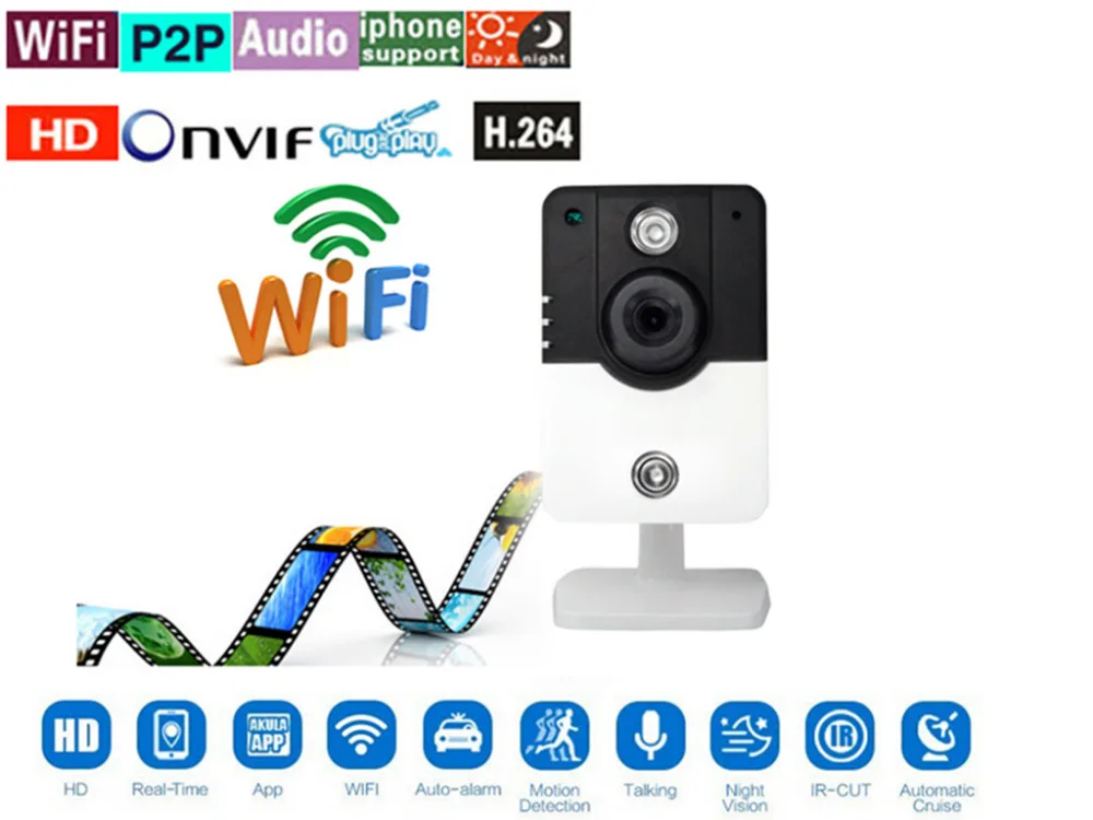 

1280x720P HD H.264 Wireless/Wired IP Camera with Two-Way Audio IR-Cut Filter Night Vision Phone remote monitorin