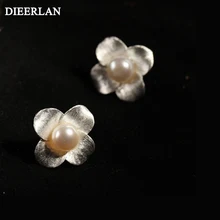 Элегантный темперамент 925 серебро цветок с имитацией Серьги с жемчугом Jewelry Brincos модные стерлингового-серебро-ювелирные изделия