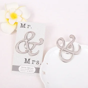 

100pcs/Lot+Unique Design"Mr. & Mrs." Silver-Finished Ampersand Wine Bottle Opener Wedding Party Souvenir Gift+FREE SHIPPING