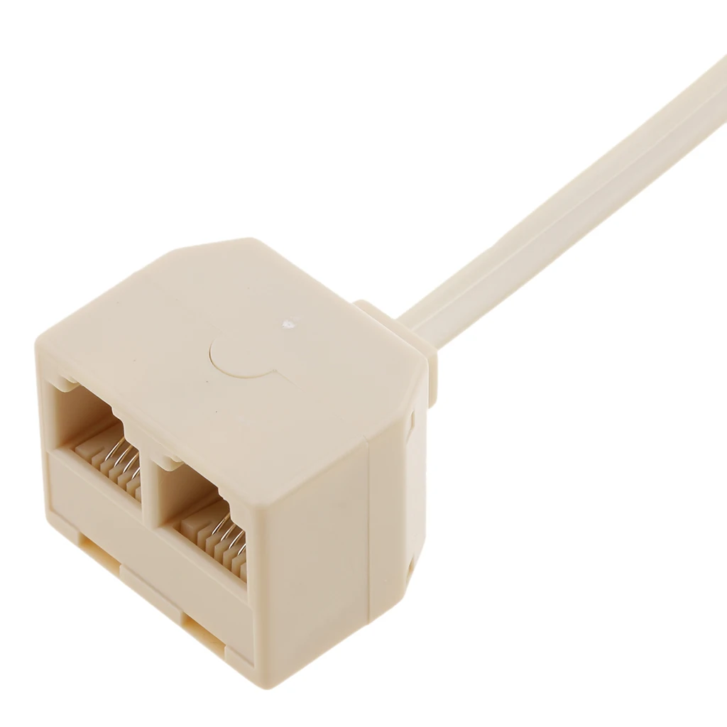 2Way Outlet 4C RJ11 Telephone Phone Modular Jack Line Splitter Adapter Car Electronics Accessories  6.5x 1.02x 0.83inch  Beige