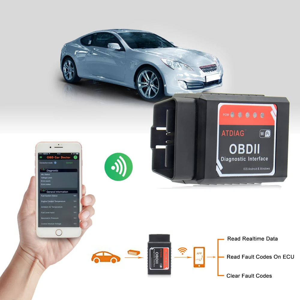 VSTM OBD2 ELM327 WI-FI V1.5 Ca диагностический инструмент поддерживает Android/iOS с PIC18F25K80 ELM 327 дизельных автомобилей сканер штрих-кода