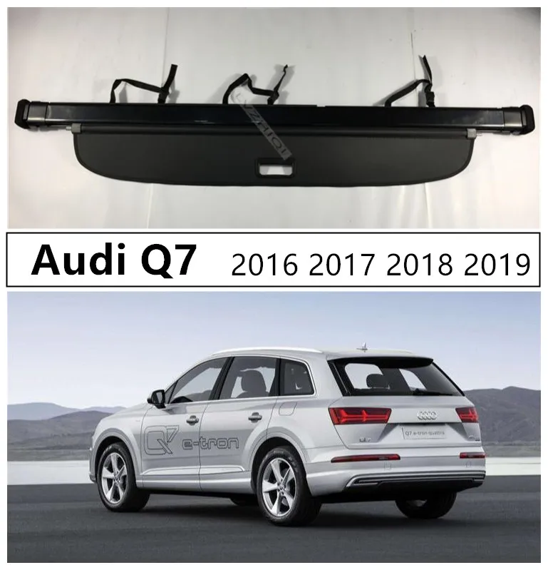 

For Audi Q7 2016 2017 2018 2019 Rear Trunk Cargo Cover Security Shield High Qualit Auto Accessories Black Beige Grey