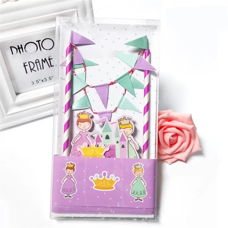 1 шт. принцесса пират динозавр тема кекс Топпер мультфильм флажки для торта баннер дети мальчик девочка день рождения ребенок душ торт украшение