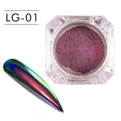 LCJ 0,2 г Хамелеон Павлин голографический ногтей порошок эффект зеркальных ногтей искусство хром пигмент ногтей Блеск - Цвет: LG01