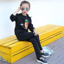 Girl sports suit 2016 Fashion Style Girls Clothing Sets Children Clothing Cartoon Print Sweatshirts+Pants 2 5 8 10 12 14 16 year