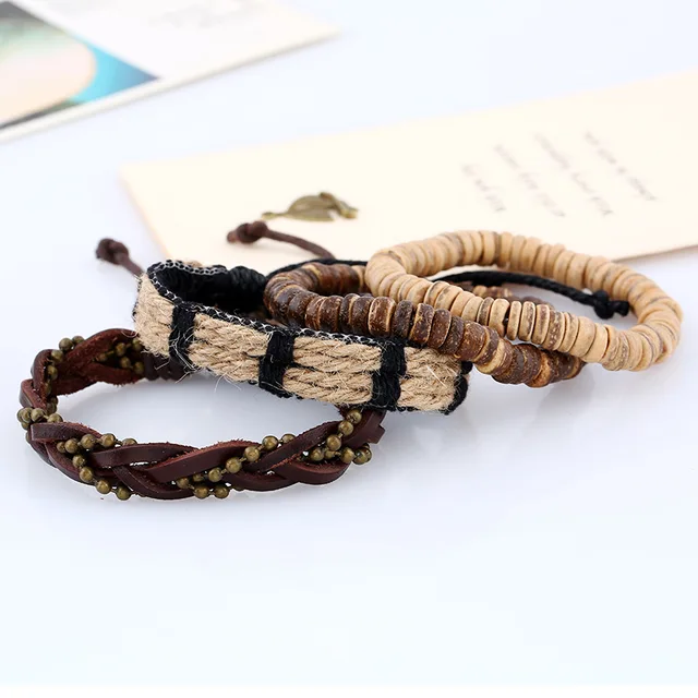 Handmade Twine Bracelet Genuine Leather Simple Retro Bracelet DIY