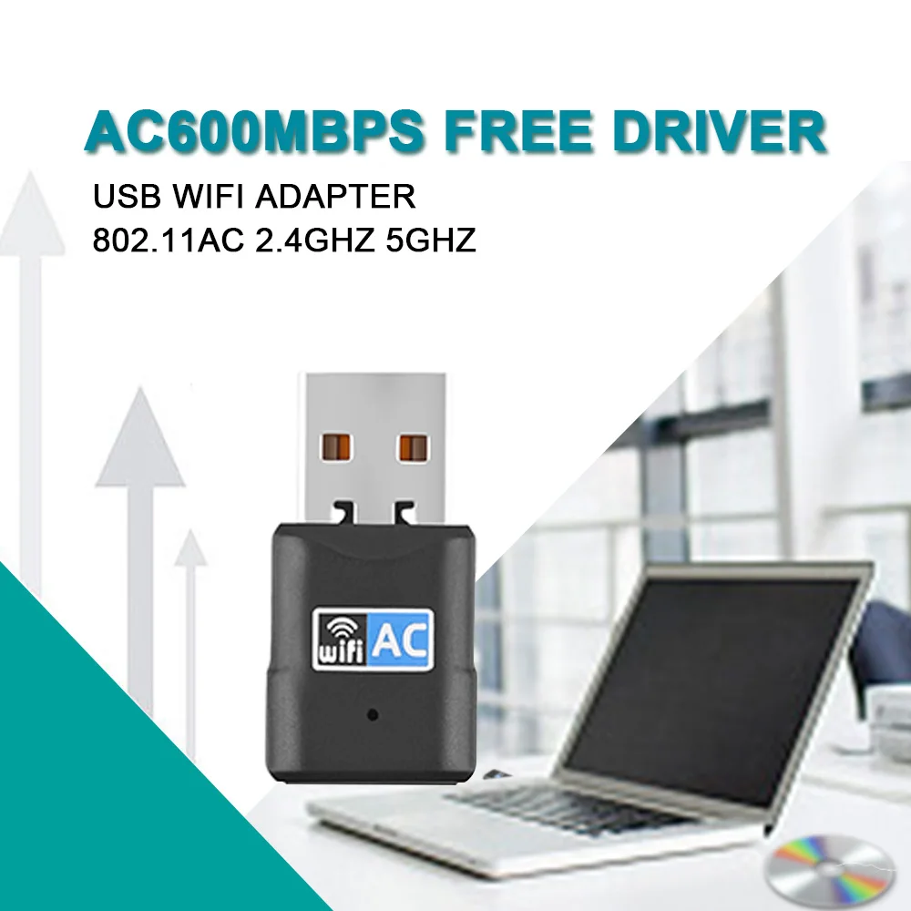 

USB WiFi Adapter 600Mbps Free Driver Wireless USB Ethernet Network Card for Desktop Laptop Wifi Receiver Dongle 802.11ac
