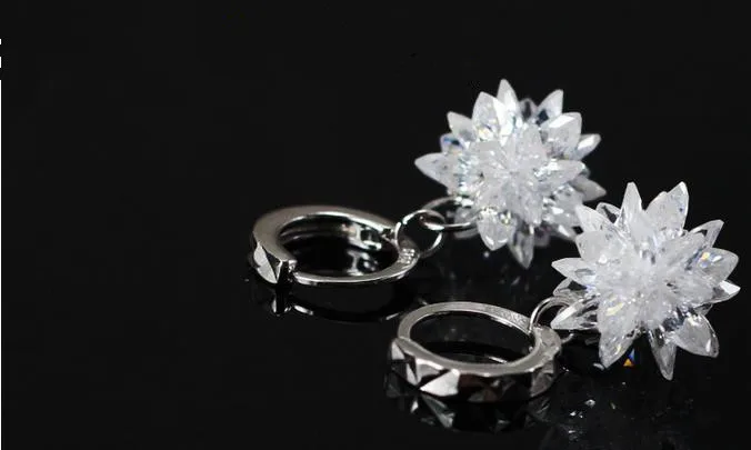 Новинка Прибытие Мода Ice цветочный дизайн 925 Серебро Дамы клип серьги ювелирные изделия цена