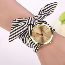 Relogio Feminino для женщин часы в полоску цветочные ткань группа часы циферблат браслет кварцевые наручные Erkek коль Saati Montre Femme 2017