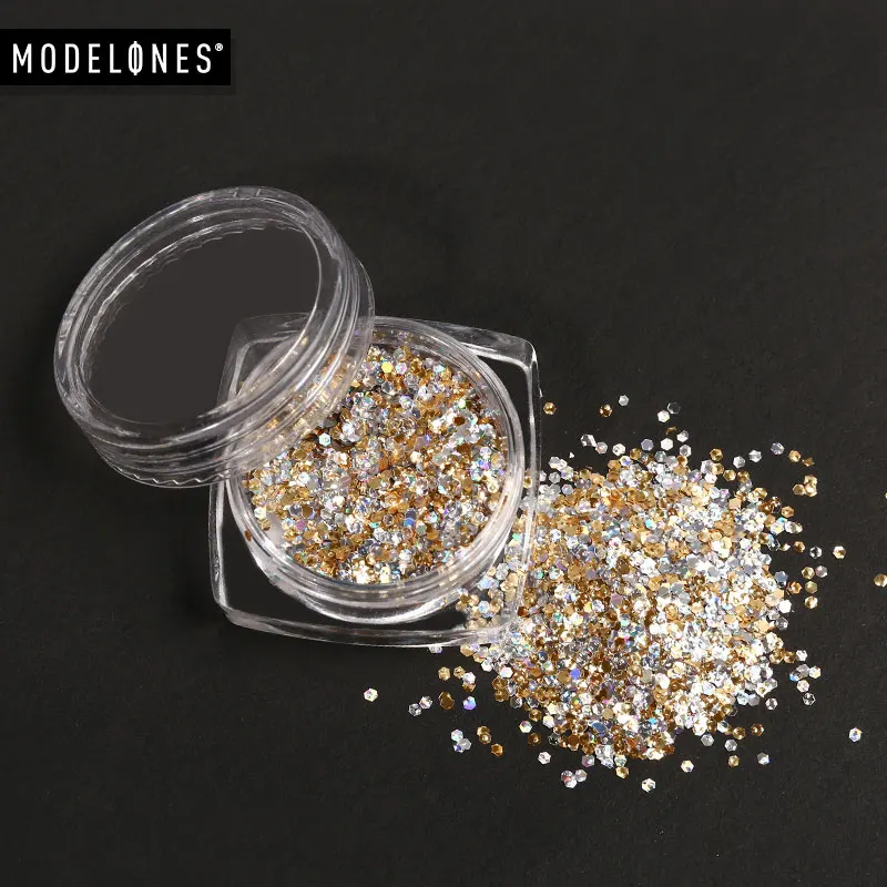 Modelones Nail Art Glitter Powder Decorations Colorful Nail Beads For Gel Polish DIY Nail Design Powder Nail Decor