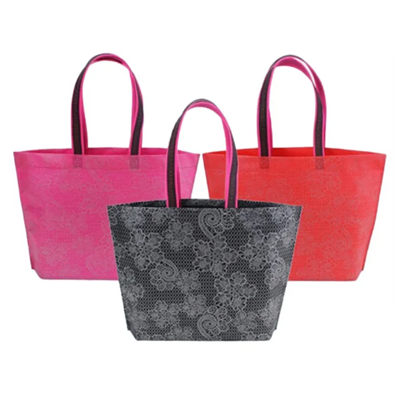 

New Fashion Printing Foldable Black Shopping Bag Tote Folding Pouch Handbags Convenient Large-capacity Storage Bags 3 Color