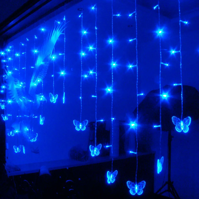 48 LEDs LED Butterfly led string 315CM*50CM AC220V Waterproof Curtain holiday Lights Christmas new year Garland Wedding Decor UW 48 LEDs LED Butterfly led string 315CM*50CM AC220V Waterproof Curtain holiday Lights Christmas new year Garland Wedding Decor UW