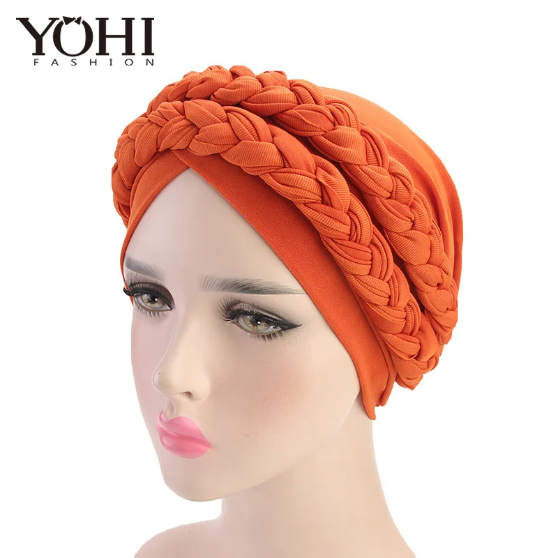 

2018 New fashion Bohemian twist braid headband hatMuslim chemotherapy cap Women India Hat Beanie Ladies Hair Accessories