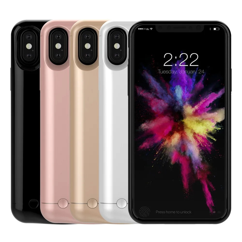 Kopen 5200 mah Batterij Oplader Voor iphone X Backup Case Oplaadbare Externe Draagbare Power bank Oplader Cover Case voor iPhone X