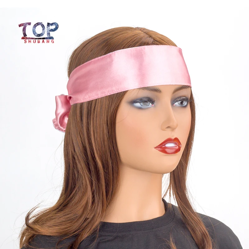 

New 2019 Blank Stock Satin Scarf Virgin Hair Extensions Wrapping Head Bands Women Human Hair Forehead Wraps Headband