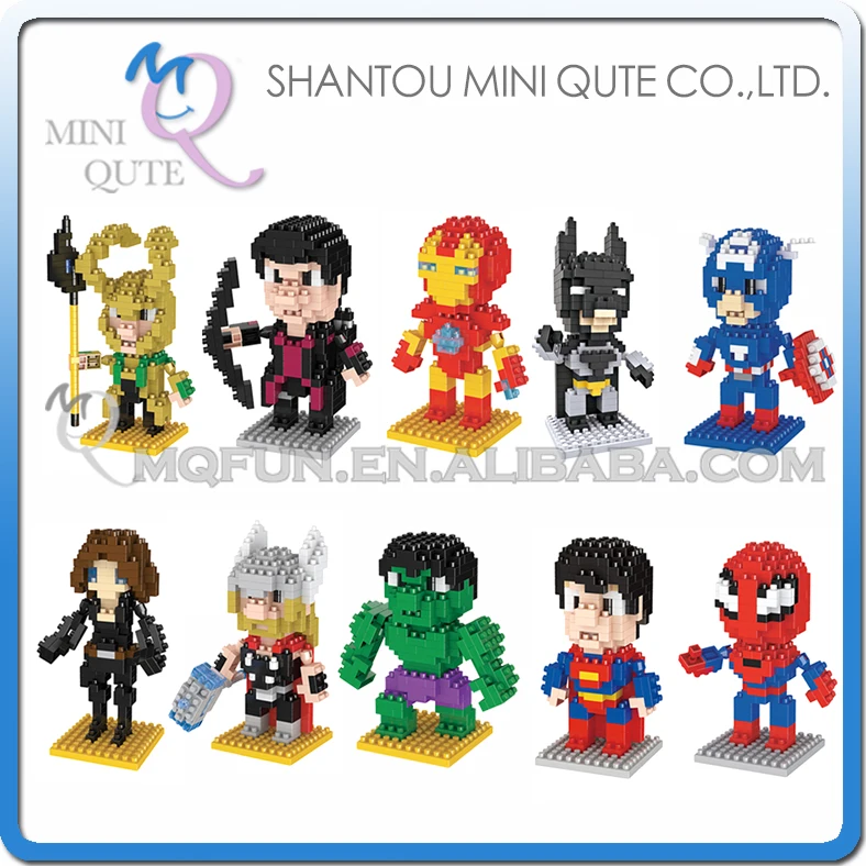 

Mini Qute LNO diamond Marvel avengers super hero superman spiderman plastic building block model action figures educational toy
