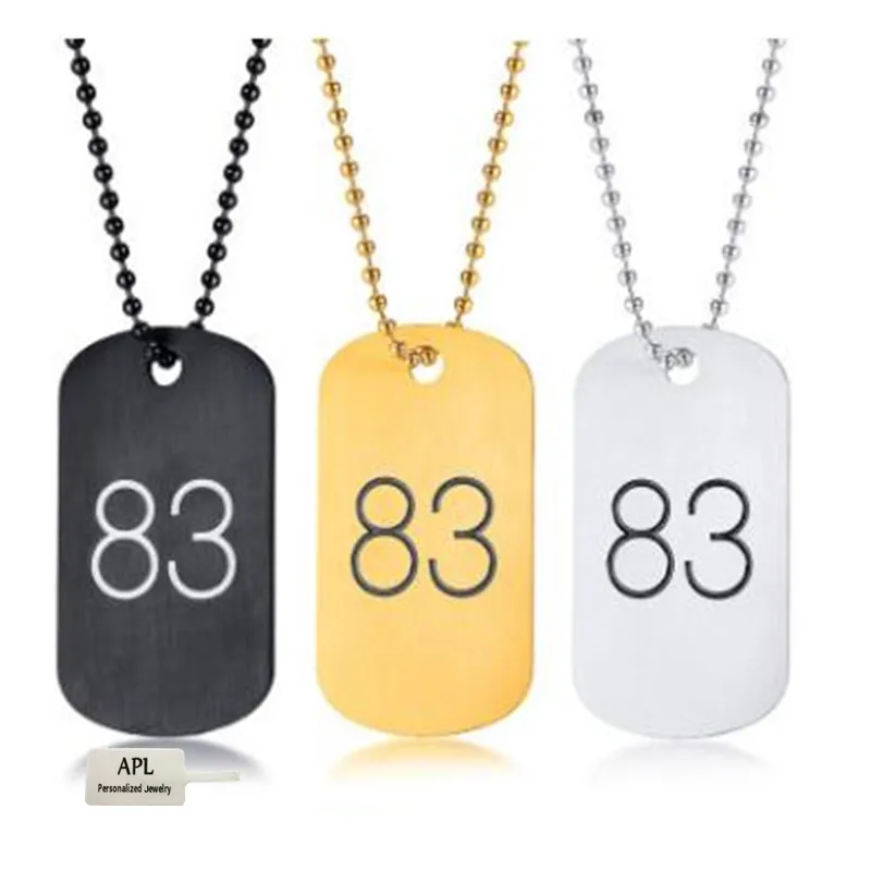 

APL-Titanium Steel Simple Military Card English Pendant Multicolored Optional Friends Gift Jewelry