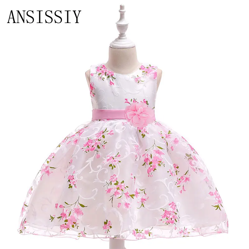 

3-9year Summer Flowers Ruched Girls Dress Kids Clothing Princess Party Birthday Dovetail Dresses Sleeveless Kids Vestido Cloth