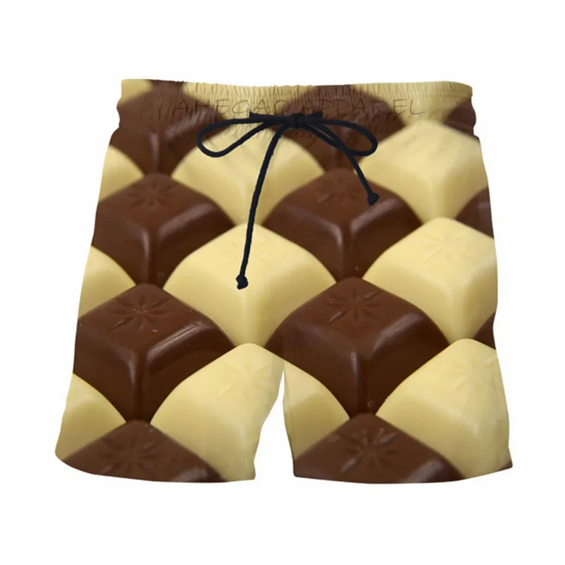 Квадратные шоколадные мужские шорты кэжуал Harajuku летние для серфинга шорты унисекс забавные уличные сетчатые дышащии эластичные для талии шорты
