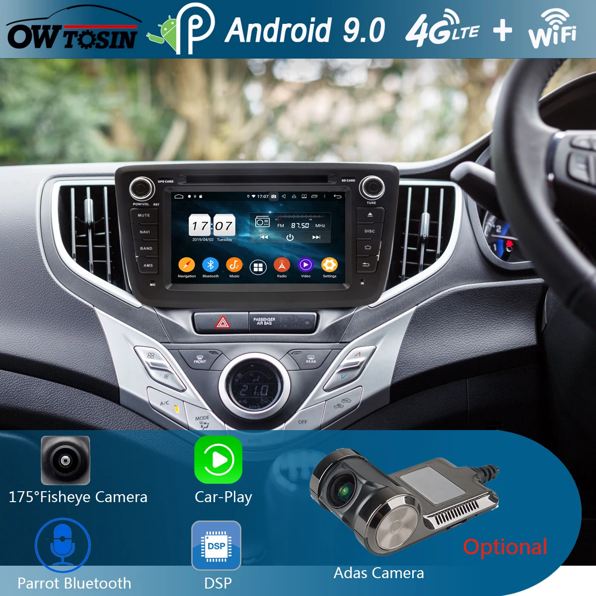 7 &quotIPS 1024*600 8 ядер 4 Гб ОЗУ + 64 ПЗУ Android 9 0 автомобильный dvd плеер для Suzuki Baleno 2016 2017 2018