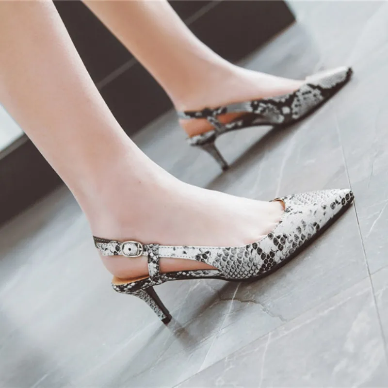 

Plus Size 48 Gladiator Heels Leopard Sandals Women Sexy Sandal Fashion Design Pointed Toe Pumps Leopard Print Red Shoes Woman