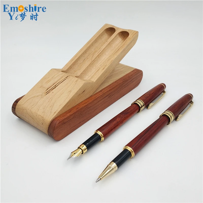 Emoshire Red wood pen three suits mahogany pen mahogany signature pen pen pen box stationery gift customization (4)