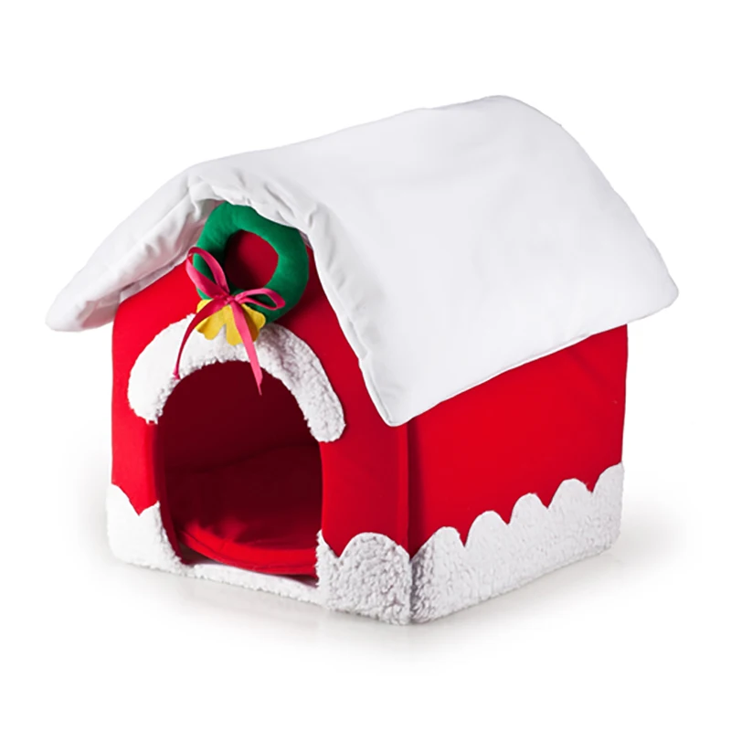New Design Christmas Pet Dog Cat House Beds Sofa Soft House For Small