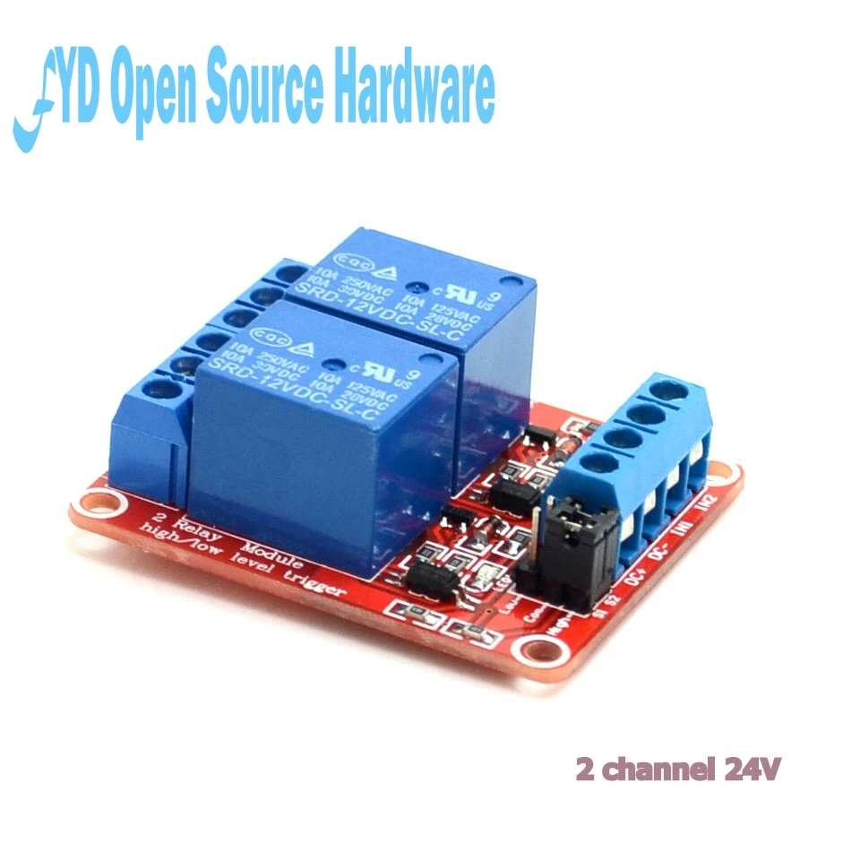 1pcs 2 Road 2 Channel 24V Relay Module with Optocoupler Isolation Supports High and Low Level Trigger