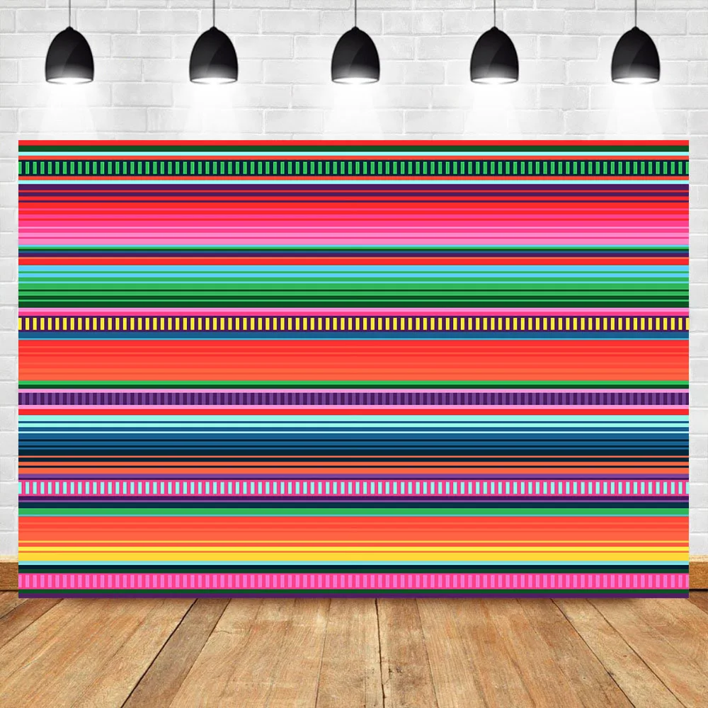 

NeoBack Mexican Fiesta Colorful Stripe Photography Backdrops Custom Vinyl Background Photography