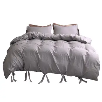 

Solid Color Washed Cotton Duvet Cover Set 3 Piece Natural Ultra Soft Modern Style Easy Care Bedding Set