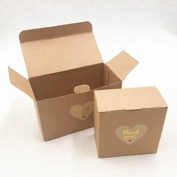 

20Pcs/Lot Lettering Gold Handmade With Love Heart Thank You Adhesive Sticker Paper Cardboard Box For Festival Gift Case Carton