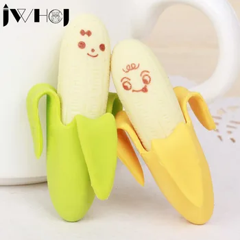 

2 pcs/lot Novelty cartoon banana rubber eraser kawaii creative stationery school supplies papelaria gift for kids Free shipping