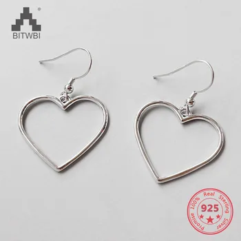 

100% 925 Sterling Silver Jewelry Women Fashion Hollow Heart Earrings Gift For Girls Kids Lady