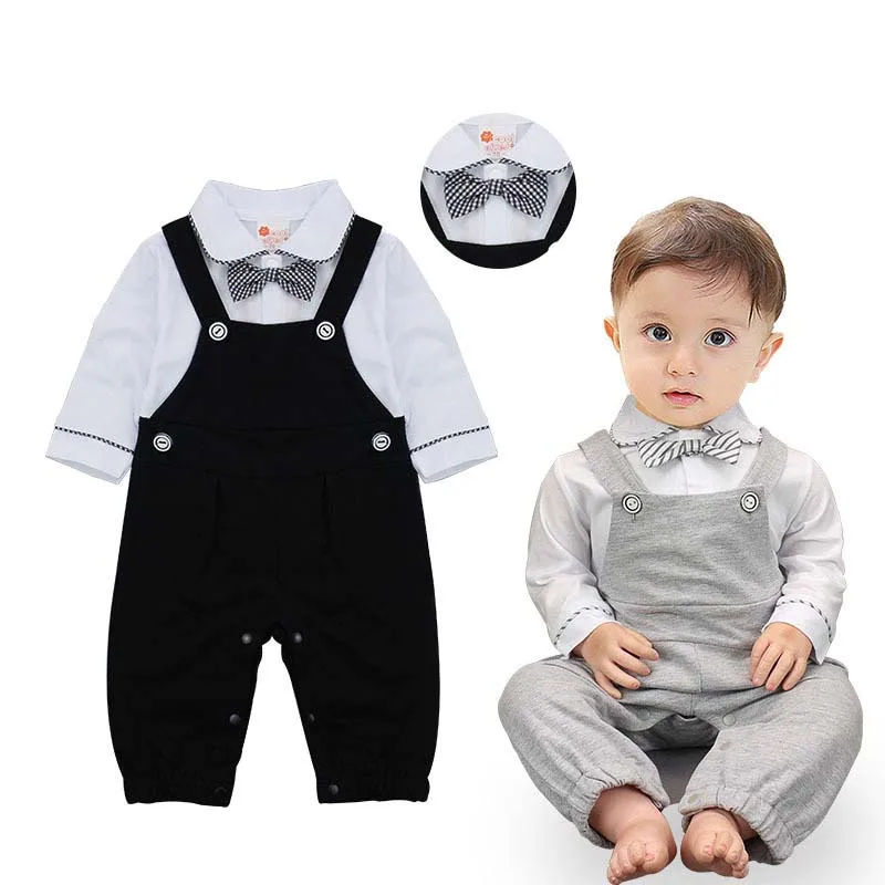 

JXYSY Baby onesie Autumn kid clothes new baby clothes for boys Long sleeve Gentleman Bow jumpsuit children toddler costume 0-24M