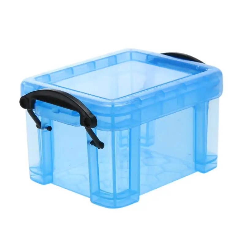 

Plastic Storage Box Home Desktop Furnishing Trumpet Mini Double Buckle Design Lock Organizer for Cosmetic Stationery Blue Color