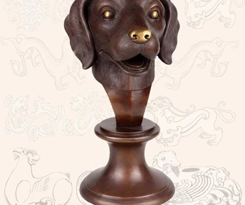 

China Bronze Copper Home Decoration Sculpture Auspicious Zodiac Dog Head Statue