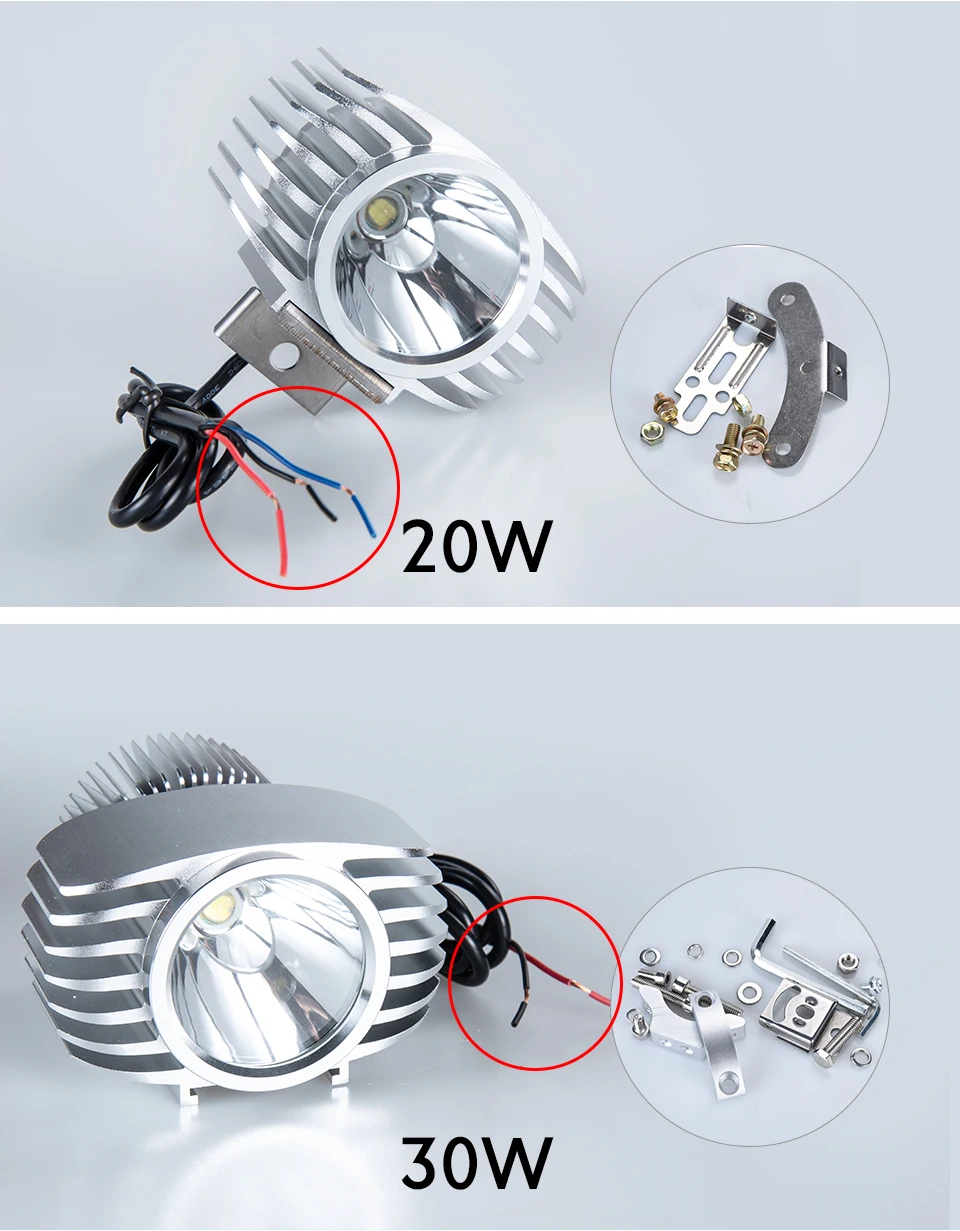 VooVoo 15W 25W LED Motorcycle Car Spotlight Headlight Fog DRL Light for Scooter E-bike Truck ATV UTV SUV Motorbike Headlamp (19)