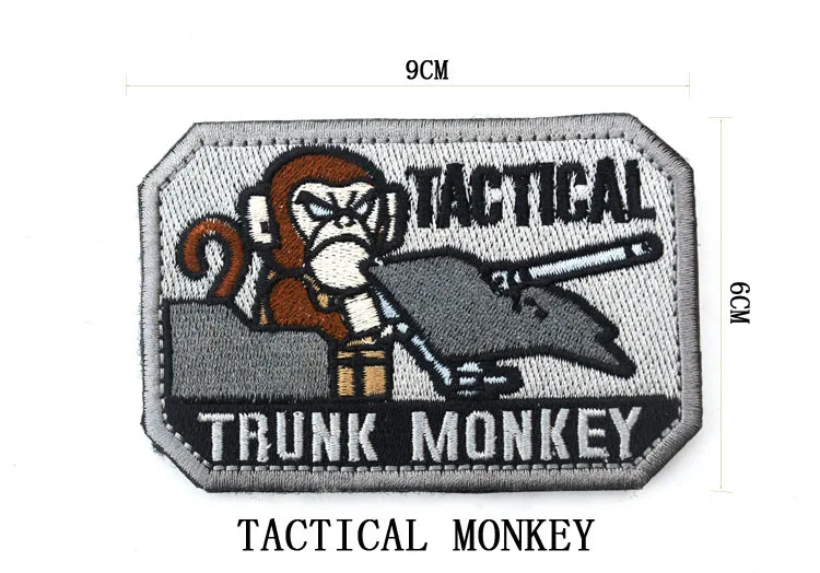 Танки обезьяна ствол обезьяна военная армия тактический боевой вышивка заплатка для одежды эмблема Аппликации, бейджи - Цвет: Gray