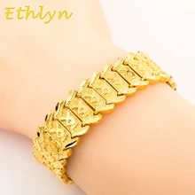 Ethlyn 23cm*16mm Punk wind Bracelet Gold Color Cooper Material Men jewelry Wide Chain Bracelet Wholesale B006